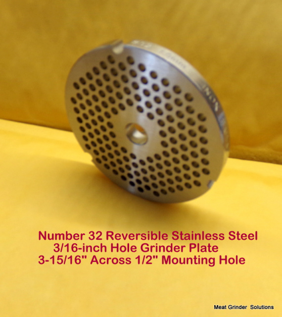 Number 32 Reversible Stainless Steel 3/16inch Hole Grinder Plate 3-15/ ...